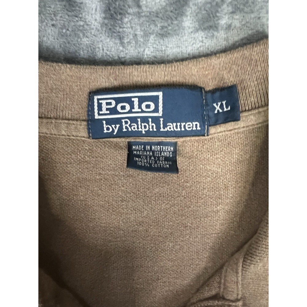 Polo Ralph Lauren Men's XL Brown Solid Long Sleeve Polo Collared Cotton Logo - Picture 2 of 15